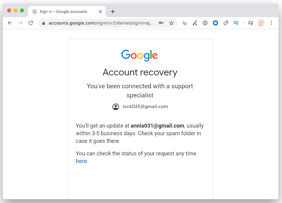 Google recovery
